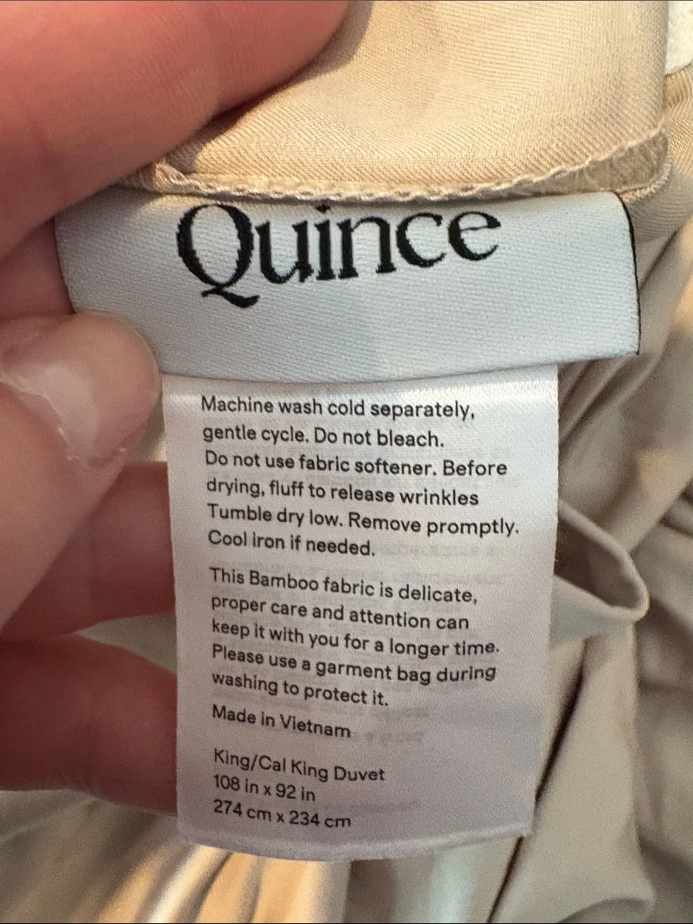 QUINCE Bamboo Duvet Cover King Cal King Sand